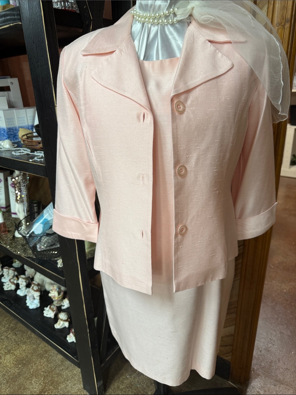 Positive Attitude Elegant Women's Pink Two-Piece Jacket & Skirt Set SZ 12